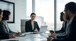 © MSTLIPE - Diverse business team in a modern boardroom discussing strategy with a female leader at the helm
