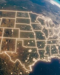 Map of USA on Earth