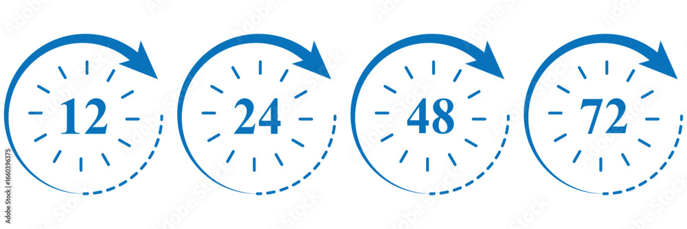 Classic Outlined and Minimal Timers. Black outlined clocks with dashed ...