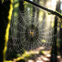 spider web with dew drops