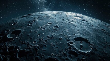 Wall Mural - Cratered Lunar Surface at Night