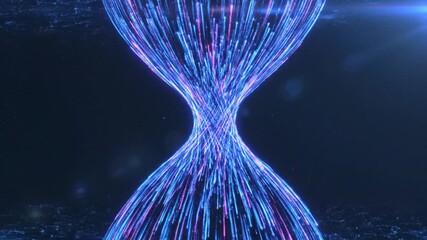 Wall Mural - Abstract Blue Glowing Light Lines Forming Hourglass on Black Background