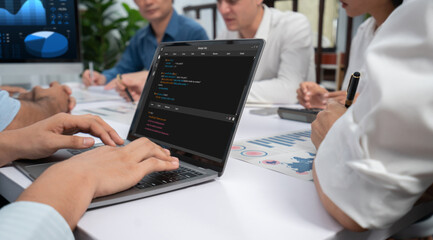 Software development programming on computer screen for brisk application and program coding