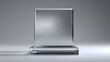 Nice photo of stunning image of blank square glass trophy mockup, 3d rendering. Empty acrylic award design mock up. Transparent realistic crystal prize plate template.