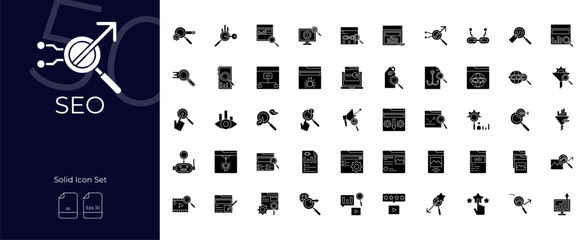 SEO solid editable icon set