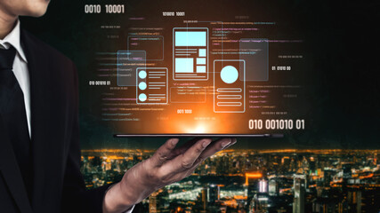 ui ux mockup showing application layout, structure, and code interface. ui design defines user flow,