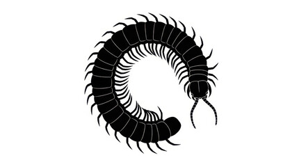Silhouetted arthropod showcases its intricate segmented body and numerous appendages against a