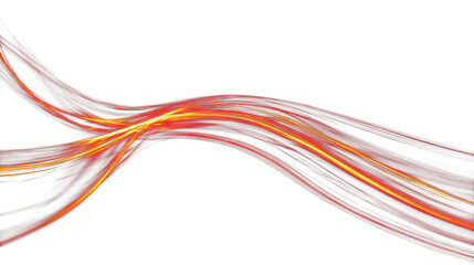 Abstract red and orange wave lines isolated on transparent background, creating a modern and dynamic design element for artistic and futuristic concepts
