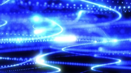 Wall Mural - abstract blue digital rain with luminous vertical trails of particles