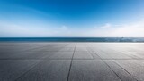 empty sea view plaza with clear sky background asphalt floor gray wall rendering sea view plaza clear sky background