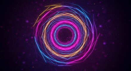 Wall Mural - colorful neon rings abstract design
