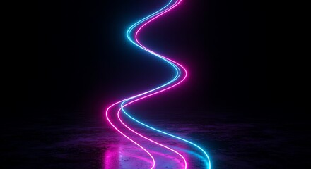 Wall Mural - neon light trails flowing in dark space