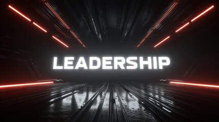Wall Mural - leadership is prominently displayed futuristic, illuminated environment, surrounded by sleek lines o