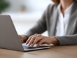 © aiLover - Close-up view shows woman typing, working, using technology. Female hands keyboard business desk laptop. Office workspace concept, professional typing, focused fingers, communication, internet