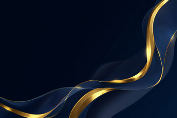 Canvas Print - abstract luxury background with dark blue and gold wave. design element. place for text. elegant gra
