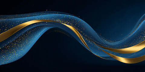 Canvas Print - abstract luxury background with dark blue and gold wave. design element. place for text. elegant gra