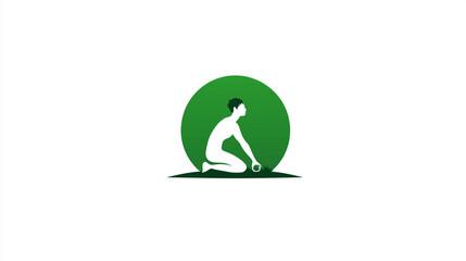 Silhouette Icon on Green for Wellness, Nature Design