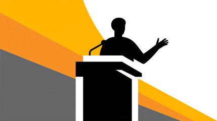 Podium Silhouette Icon with Colorful Background for Presentation, Event Design
