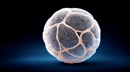 Intricate abstract organic cell structure with delicate netting on dark background