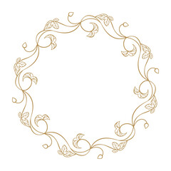 Wall Mural - Decorative floral wreath with curling vines and leaves. Elegant botanical round border