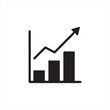 © Alxeleo - Minimalist growing graph icon showing an upward bar chart with an arrow. Perfect symbol for business growth, success, finance, statistics, and performance improvement