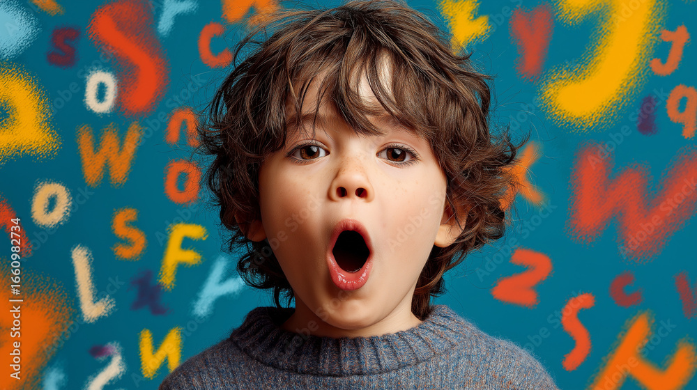 Child with Open Mouth Expression Speech Sound Disorder Concept ...
