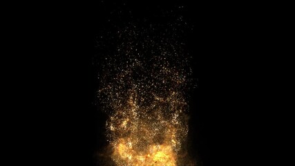 Wall Mural - golden particles flow from bottom to top transparent background seamless loop