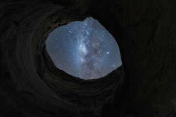 Night landscapes with beautiful starry sky and Milky way and Stars and Aurora