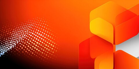 Red-orange digital geometric background with foreground cubes and abstract dot pattern, red-white contrast for tech business banner cover design