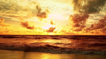 Wall Mural - Beautiful Sea in sunset or sunrise light sky summer season,Footage from drone camera,Amazing sea beach ocean sunset sky background