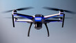 © Moeen - Futuristic drone hovering, studio shot, technology background, aerial photography