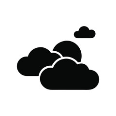 Wall Mural - Simple Weather Icon with Clouds and Sun Shining Black Silhouette on White Background Representing Overcast Days and Meteorology Forecast