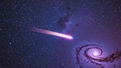 Wall Mural - a mesmerizing wide-angle video shot of a starry night sky with a swirling galaxy, capturing the vast
