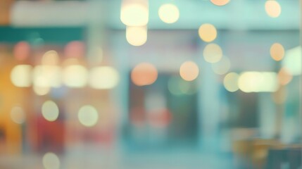 Wall Mural - Blurred defocused background of modern department store interior with bright lights, shopping aisles, and retail displays creating abstract bokeh effect for fashion, lifestyle, and commercial design c