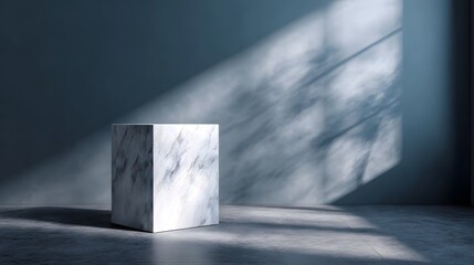 Wall Mural - Minimalist marble podium with dramatic shadows and lighting