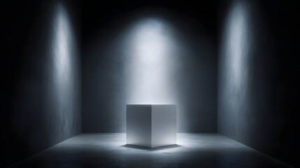 Wall Mural - Empty modern display podium with dramatic spotlight glow