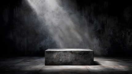 Wall Mural - a concrete podium stands in an empty industrial style space with natural side lighting