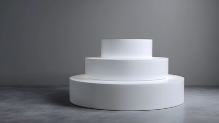 Wall Mural - Three tier product stand with central empty space for marketing display