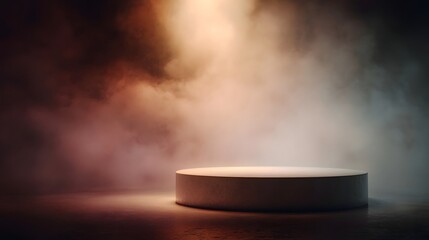 Wall Mural - Floating podium in a dreamy mist with a soft glow of light