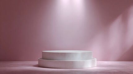Canvas Print - clean minimalist podium with a paper cut out backdrop in soft pastel tones
