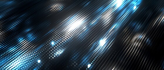 Abstract digital art featuring a dynamic pattern of glowing blue and gold lights with a bokeh effect.