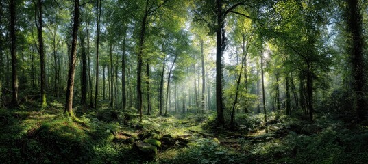  Sunlight filters through a dense, verdant forest (1)