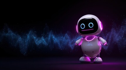 A cute robot in a dark setting