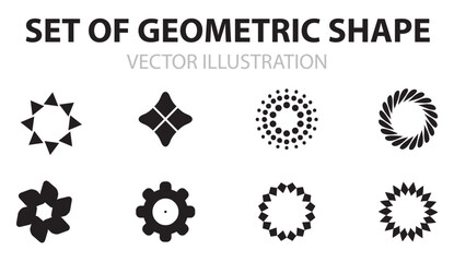 abstract black geometric shape silhouette icon set. outline blank frame templates, badges, tags, sti