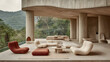 © lina - Modern architectural design outdoor lounge with lush greenery view