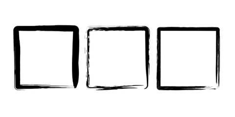 Wall Mural - Set of rough square frames. Geometric form. Vector illustration. Isolated. Trendy grunge design element for border frame, logo, tattoo, prints, web pages, social media, template, monochrome pattern