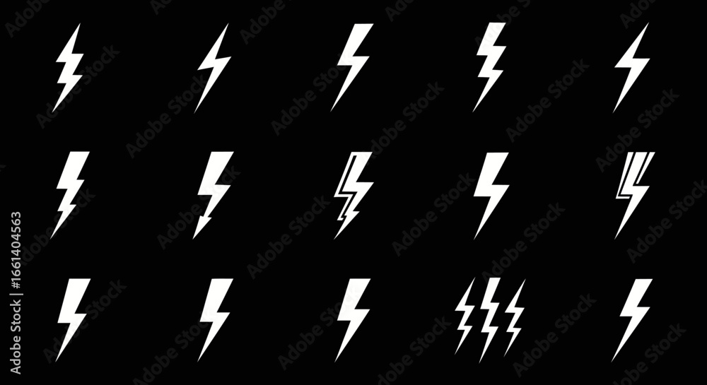 Dynamic electric lightning bolt symbols on black background ready for ...