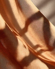 Wall Mural - Peach Fabric Draped in Sunlight, Textured Surface, Abstract Background