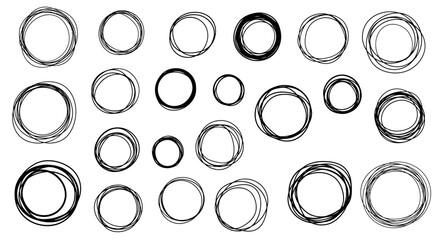 Wall Mural - Hand drawn abstract circle doodles creating a modern, organic graphic design element for any project