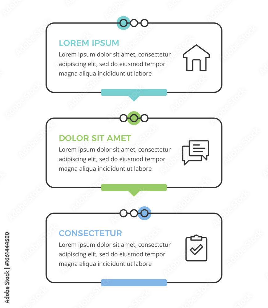 Modern vertical infographic template with three frames with text and ...